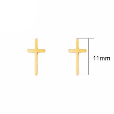 Conjunto pingente / pendente + brincos de aço inoxidável (cruz)