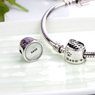 Conta de prata 925 (meow - gato)