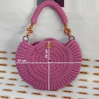 Bolsa em crochê feita à mão (mega rosa)