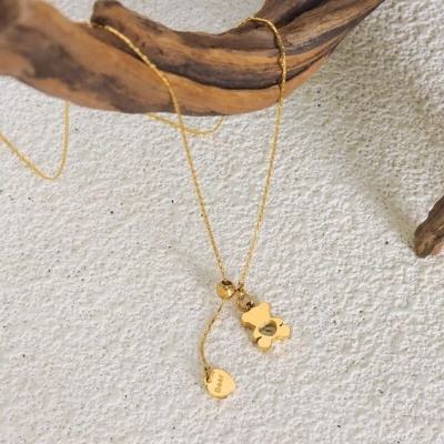 Colar com pingente / pendente de aço inoxidável (URSOS)