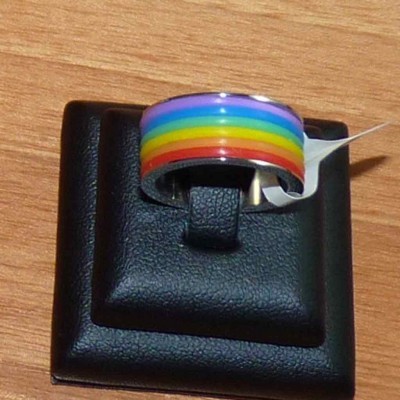 Aliança / anel de aço inoxidável arco-íris (7mm)