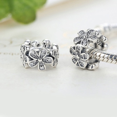 Conta de prata 925 (flores)