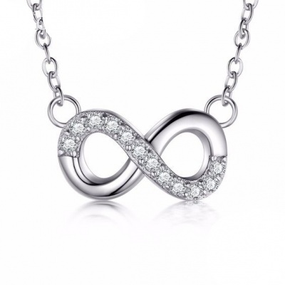 Pendente / Pingente de prata 925 com pedra Zircônia cúbica (infinito)