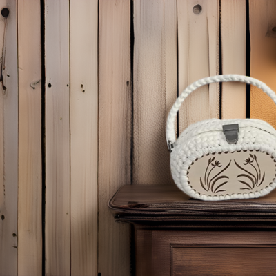 Bolsa em crochê feita à mão, com madeira