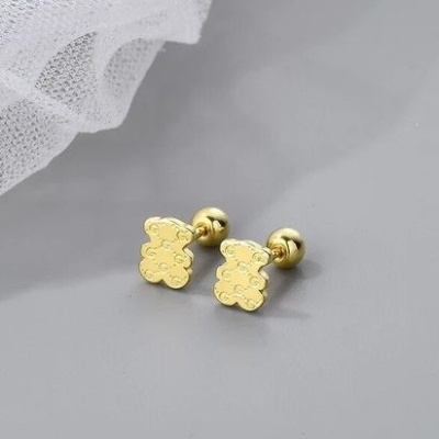 Brincos de prata 925 (ursos), cor ouro