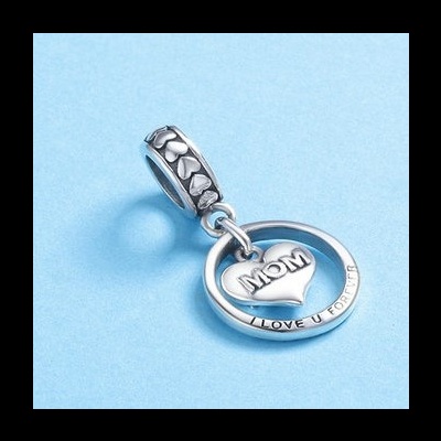 Conta pingente de prata 925 (mom - I Love Forever)
