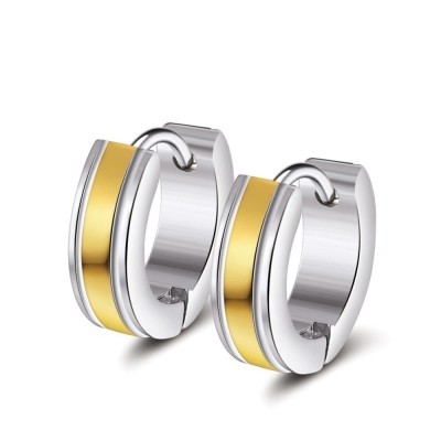 Brincos / argolas de aço inoxidável bicolor
