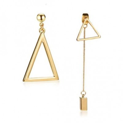 Brincos pendentes de aço inoxidável cor Ouro (triângulo)