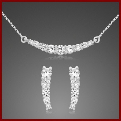 Conjunto brincos e pendente prata 925 com pedras zircão
