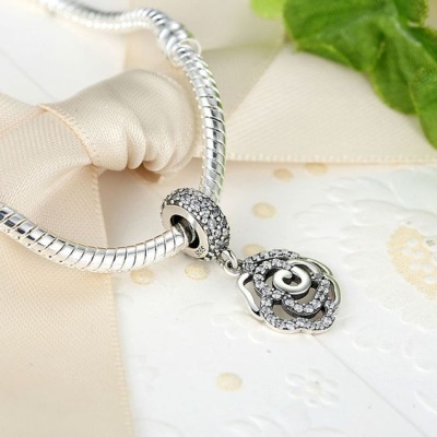 Conta pingente de prata 925 (rosa brilhante)