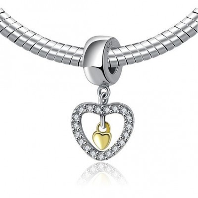 Conta pingente de prata 925 compatível com pandora (Para sempre no meu coração)