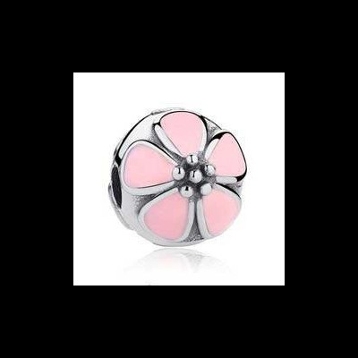 Conta de prata 925 (flor de cerejeira rosa) - Clip