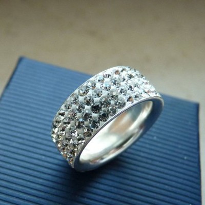 Aliança / anel de prata 925 c/ cristais PRECIOSA (8mm)