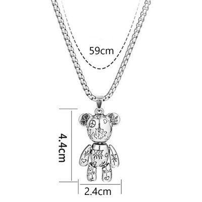 Colar com pingente / pendente de aço inoxidável (urso)