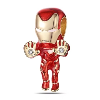Conta banhada a prata 925 (Homem de ferro)