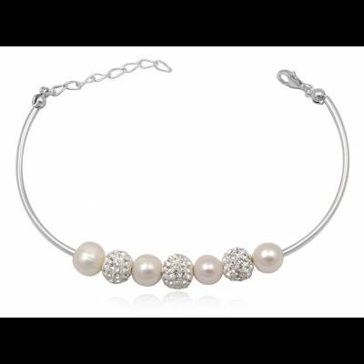 Pulseira de prata 925 com pérolas e cristais