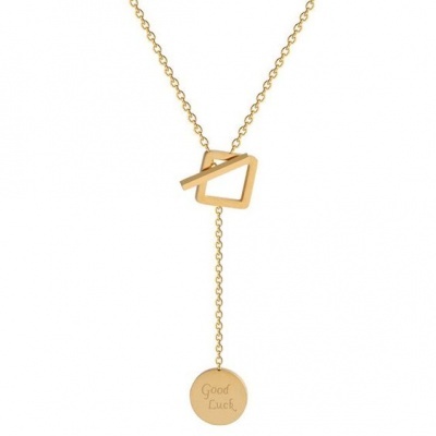 Colar com pingente / pendente de aço inoxidável (Good Luck)