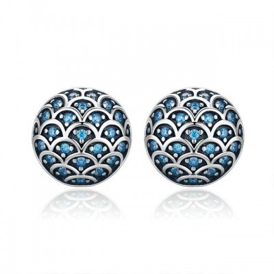 Brincos de prata 925 com pedras zircão compatíveis com Pandora (lendas do mar)