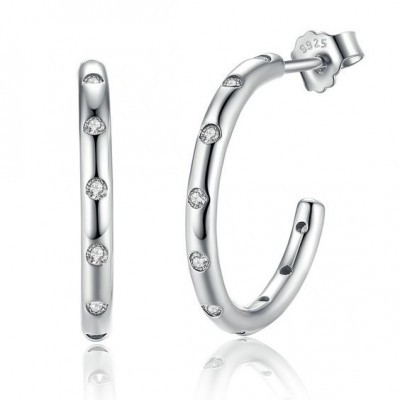 Argolas / Brincos de prata 925 com pedras zircão compatíveis com Pandora (quantidade ínfima)