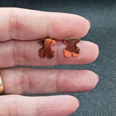 Brincos de aço inoxidável (urso - ouro)