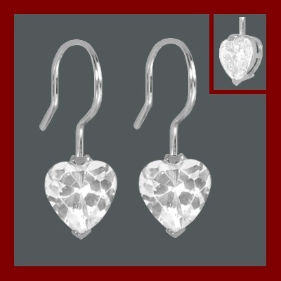 Brincos de prata 925 com 1 pedra zircônia cúbica (coração)