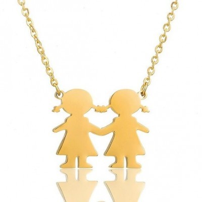 Fio com pingente / pendente de aço inoxidável cor ouro (meninas)