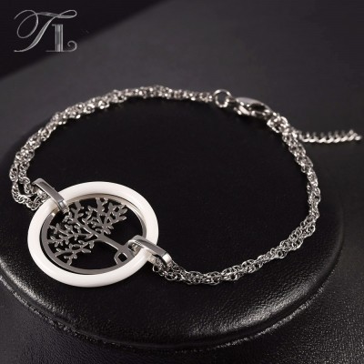 Pulseira de aço inoxidável com cerâmica (árvore família)