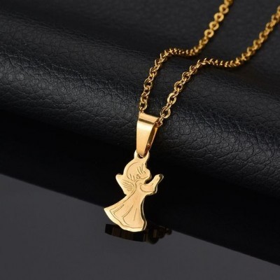 Fio com pingente / pendente Anjo da Guarda cor ouro