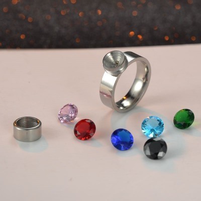 Anel de aço inoxidável (7 pedras de oferta)