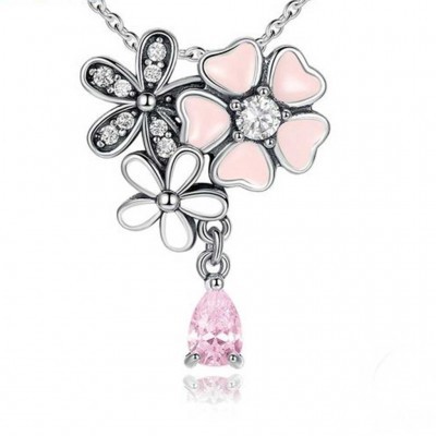 Pendente / Pingente de prata 925 compatível com Pandora (flores poéticas) com fio