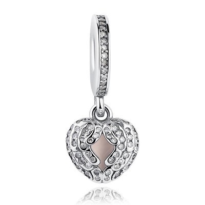 Conta pingente banhada a prata 925 compatível com pandora (asas de anjo)