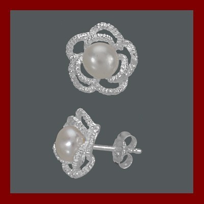Brincos prata 925 com pérola natural e filigrana