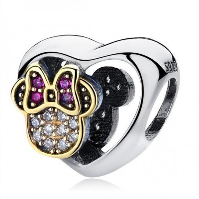 Conta de prata 925 compatível com pandora (Minnie&Mickey)