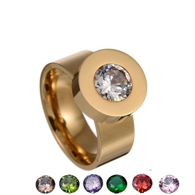 Anel de aço inoxidável cor ouro compatível com BVLGARI - com logotipo