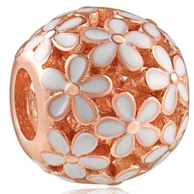 Conta de prata 925 compatível com pandora (flores brancas)