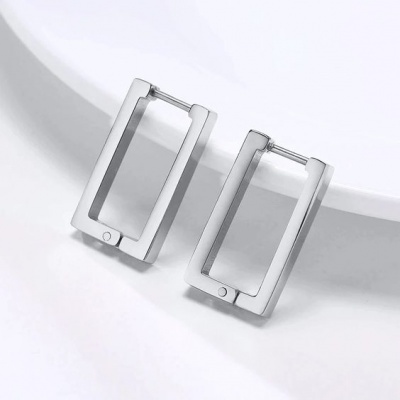 Brincos compridos de aço inoxidável (retangular)