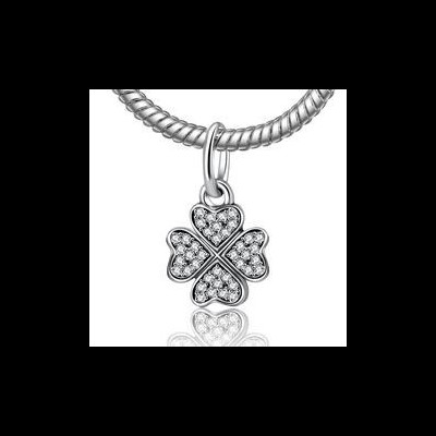 Conta pingente de prata 925 compatível com pandora (Trevo 4 folhas)