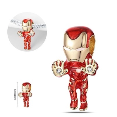 Conta banhada a prata 925 (Homem de ferro)