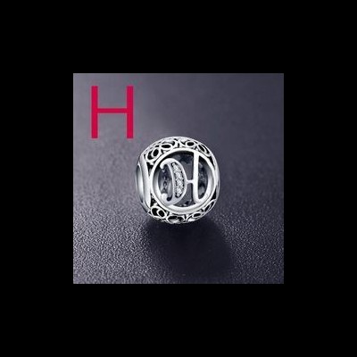 Conta de prata 925 compatível com pandora (letra H)