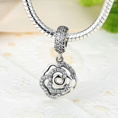 Conta pingente de prata 925 (rosa brilhante)