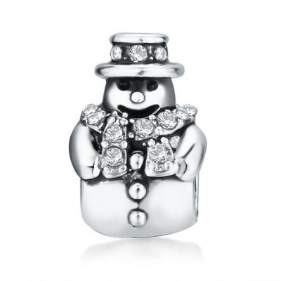Conta banhada a prata 925 compatível com pandora (boneco de neve)