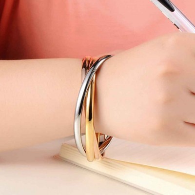 Pulseiras entrelaçadas de aço banhadas a ouro 18k