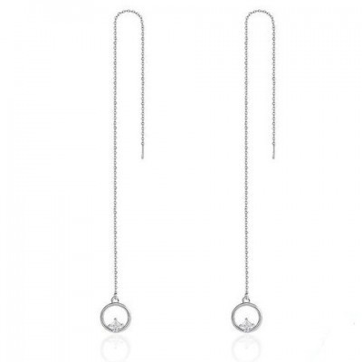 Brincos compridos de prata 925 com zircão