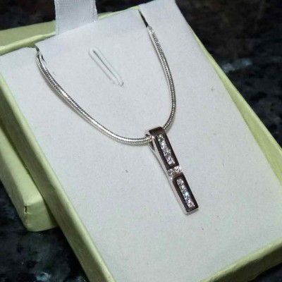 Pendente / Pingente de prata 925 com pedras zircão cúbica e fio de prata 925