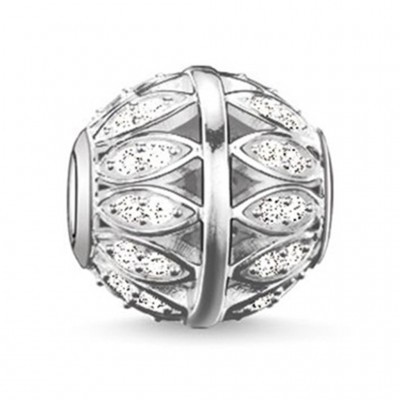 Conta banhada a prata 925 com cristais brancos