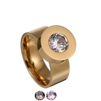 Anel de aço inoxidável cor ouro compatível com BVLGARI - com logotipo