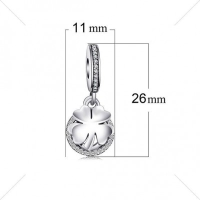 Conta pingente de prata 925 (trevo de quatro folhas)