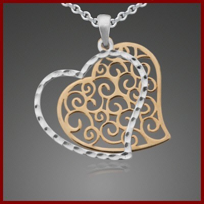 Pendente / Pingente de prata 925 (coração bicolor)
