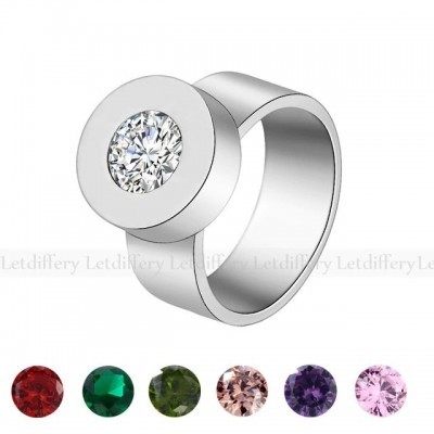 Anel de aço inoxidável compatível com BVLGARI - com logotipo