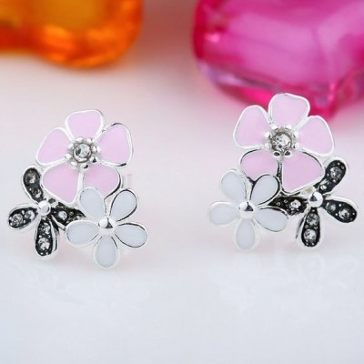 Brincos de prata 925 compatível com pandora (Flores poéticas)